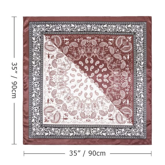 DRESHOW 90x90cm Große Quadratische Schals für Damen 4 Stück Seide Kopftuch Bandanas Haartuch Halstuch Haarschmuck
