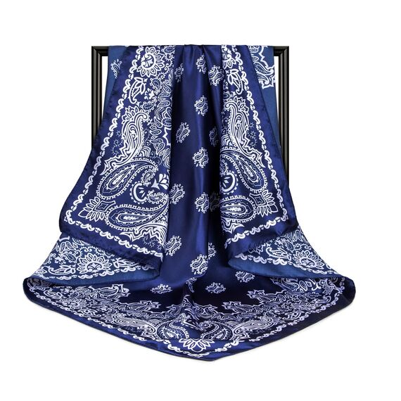 DRESHOW 90x90cm Große Quadratische Schals für Damen 4 Stück Seide Kopftuch Bandanas Haartuch Halstuch Haarschmuck