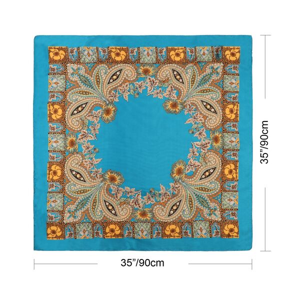 DRESHOW 90x90cm Große Quadratische Schals für Damen Seide Kopftuch Bandanas Haartuch Halstuch Haarschmuck