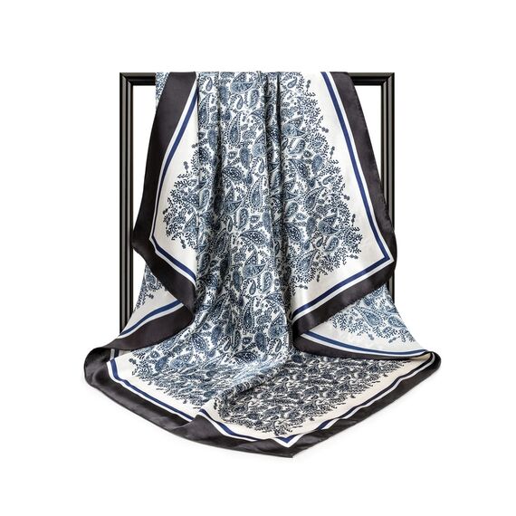 DRESHOW 90x90cm Große Quadratische Schals für Damen 4 Stück Seide Kopftuch Bandanas Haartuch Halstuch Haarschmuck