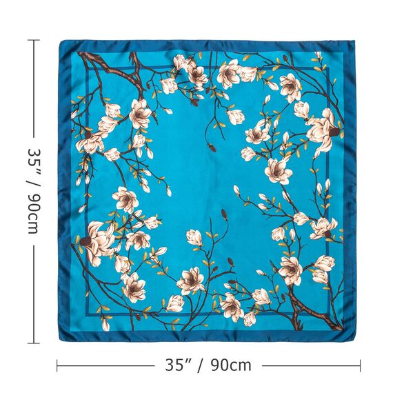 DRESHOW 90x90cm Große Quadratische Schals für Damen 4 Stück Seide Kopftuch Bandanas Haartuch Halstuch Haarschmuck