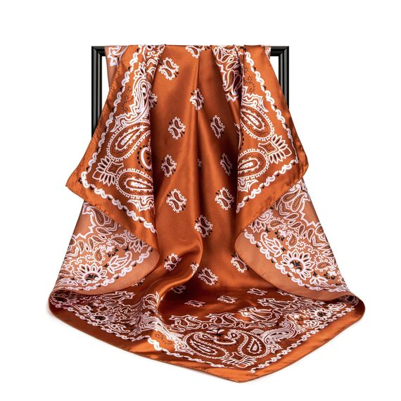 DRESHOW 90x90cm Große Quadratische Schals für Damen 4 Stück Seide Kopftuch Bandanas Haartuch Halstuch Haarschmuck