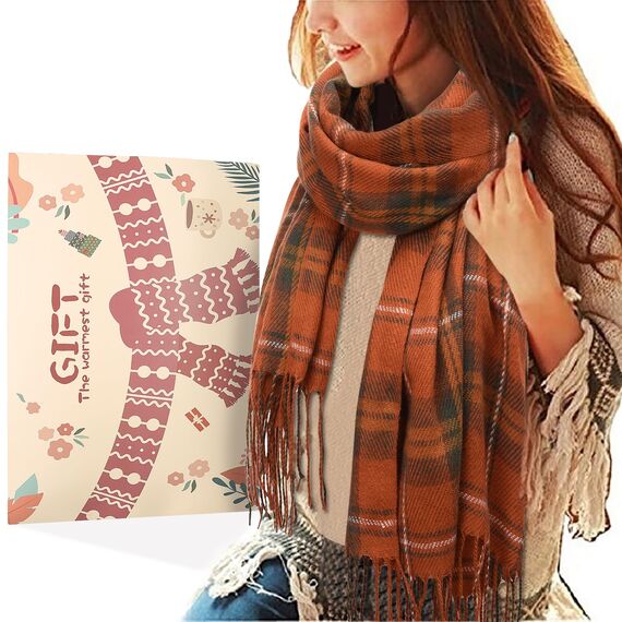 Tuopuda Damen Winter Schal Kariert übergroßer Quadratisch Deckenschal, Karo Tartan Streifen Plaid Muster XXL Oversized Fransen Poncho, Z-01, Einheitsgröße