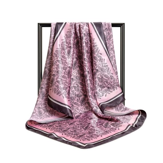 DRESHOW 90x90cm Große Quadratische Schals für Damen 4 Stück Seide Kopftuch Bandanas Haartuch Halstuch Haarschmuck