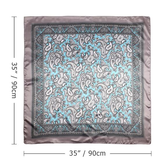 DRESHOW 90x90cm Große Quadratische Schals für Damen 4 Stück Seide Kopftuch Bandanas Haartuch Halstuch Haarschmuck