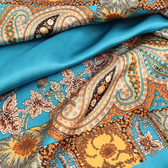 DRESHOW 90x90cm Große Quadratische Schals für Damen Seide Kopftuch Bandanas Haartuch Halstuch Haarschmuck