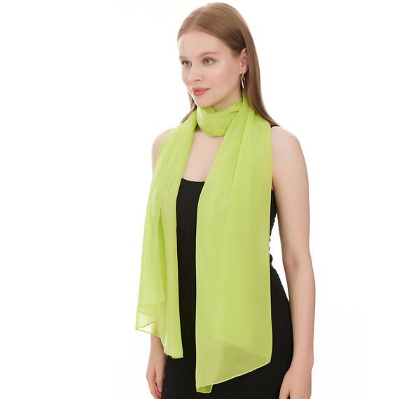 Chiffon Schal Damen Hellgrün - Seidenweich und Federleicht - Eleganter Halstuch Schal - Polyester Tuch Halstuch Damen Frühling Sommer - Pflegeleichtes Schaltuch - Damenschal Leicht (Hellgrün)