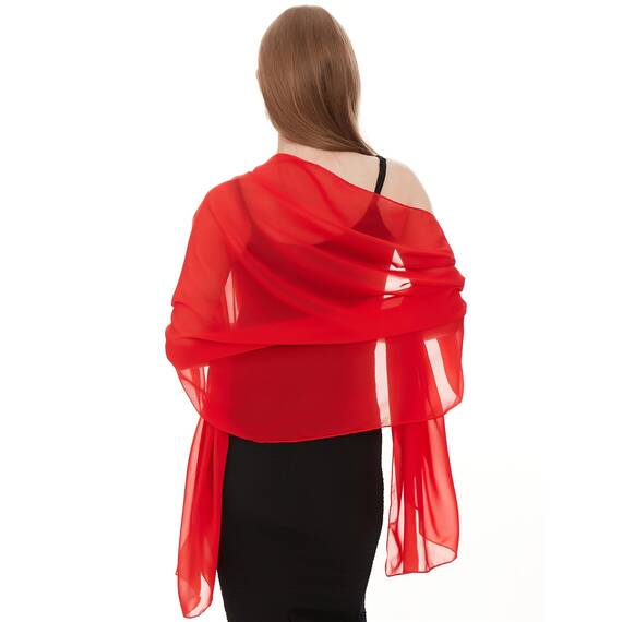 Shawl Factory Chiffon Schal Damen Rot - Seidenweich und Federleicht - Eleganter Halstuch Schal - Polyester Tuch Halstuch Damen Frühling Sommer - Pflegeleichtes Schaltuch - Damenschal Leicht (Rot)