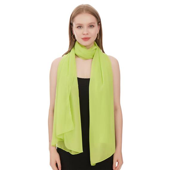 Chiffon Schal Damen Hellgrün - Seidenweich und Federleicht - Eleganter Halstuch Schal - Polyester Tuch Halstuch Damen Frühling Sommer - Pflegeleichtes Schaltuch - Damenschal Leicht (Hellgrün)