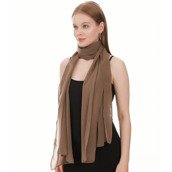 Shawl Factory Chiffon Schal Damen Taupe - Seidenweich und Federleicht - Eleganter Halstuch Schal - Polyester Tuch Halstuch Damen Frühling Sommer - Pflegeleichtes Schaltuch - Damenschal Leicht (Taupe)