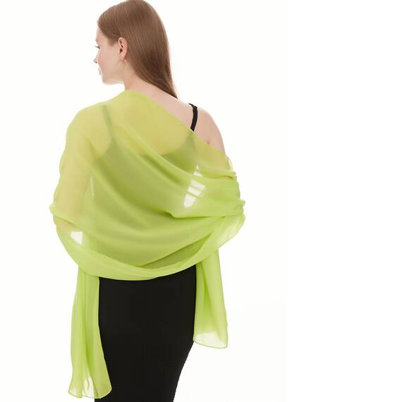 Chiffon Schal Damen Hellgrün - Seidenweich und Federleicht - Eleganter Halstuch Schal - Polyester Tuch Halstuch Damen Frühling Sommer - Pflegeleichtes Schaltuch - Damenschal Leicht (Hellgrün)