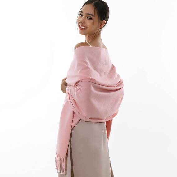 RIIQIICHY Damen Schal Rosa Stola Festlich für Abendkleid Pashmina Schals Tücher für Frauen Hochzeit Schultertuch Frühling Winter Schal Warme Kuschelig