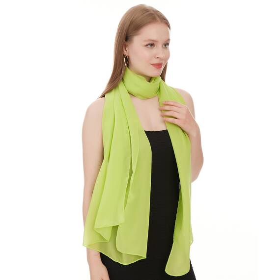 Chiffon Schal Damen Hellgrün - Seidenweich und Federleicht - Eleganter Halstuch Schal - Polyester Tuch Halstuch Damen Frühling Sommer - Pflegeleichtes Schaltuch - Damenschal Leicht (Hellgrün)