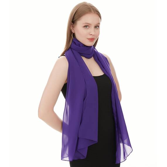 Shawl Factory Chiffon Schal Damen Lila - Seidenweich und Federleicht - Eleganter Halstuch Schal - Polyester Tuch Halstuch Damen Frühling Sommer - Pflegeleichtes Schaltuch - Damenschal Leicht (Lila)