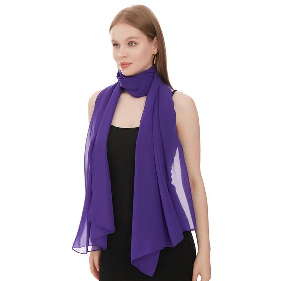 Shawl Factory Chiffon Schal Damen Lila - Seidenweich und Federleicht - Eleganter Halstuch Schal - Polyester Tuch Halstuch Damen Frühling Sommer - Pflegeleichtes Schaltuch - Damenschal Leicht (Lila)