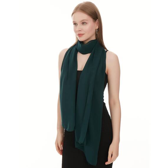 Chiffon Schal Damen Dunkelgrün - Seidenweich und Federleicht - Eleganter Halstuch Schal - Polyester Tuch Halstuch Damen Frühling Sommer - Pflegeleichtes Schaltuch - Damenschal Leicht (Dunkelgrün)