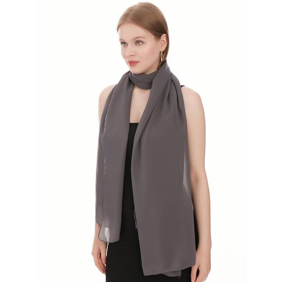 Chiffon Schal Damen Dunkelgrau - Seidenweich und Federleicht - Eleganter Halstuch Schal - Polyester Tuch Halstuch Damen Frühling Sommer - Pflegeleichtes Schaltuch - Damenschal Leicht (Dunkelgrau)