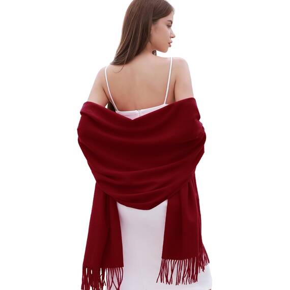 RIIQIICHY Damen Schal Burgund Stola Festlich für Abendkleid Pashmina Schals Tücher für Frauen Hochzeit Schultertuch Frühling Winter Schal Warme Kuschelig