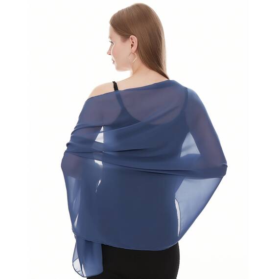 Chiffon Schal Damen Indigo - Seidenweich und Federleicht - Eleganter Halstuch Schal - Polyester Tuch Halstuch Damen Frühling Sommer - Pflegeleichtes Schaltuch - Damenschal Leicht (Indigo)