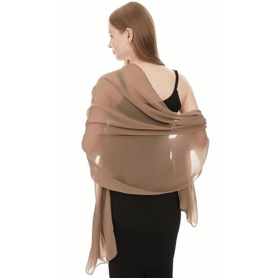 Chiffon Schal Damen Dunkel Taupe - Seidenweich und Federleicht - Eleganter Halstuch Schal - Polyester Tuch Halstuch Frühling Sommer - Pflegeleichtes Schaltuch - Damenschal Leicht (Dunkel Taupe)