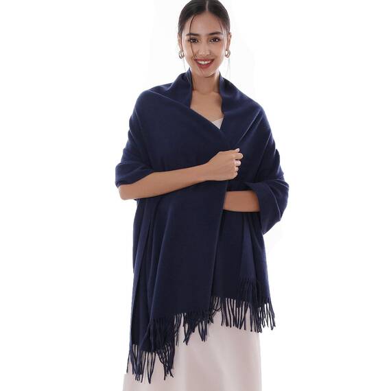 RIIQIICHY Damen Schal Dunkblau Marine Stola Festlich für Abendkleid Pashmina Schals Tücher für Frauen Hochzeit Schultertuch Frühling Winter Schal Warme Kuschelig