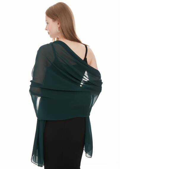 Chiffon Schal Damen Dunkelgrün - Seidenweich und Federleicht - Eleganter Halstuch Schal - Polyester Tuch Halstuch Damen Frühling Sommer - Pflegeleichtes Schaltuch - Damenschal Leicht (Dunkelgrün)