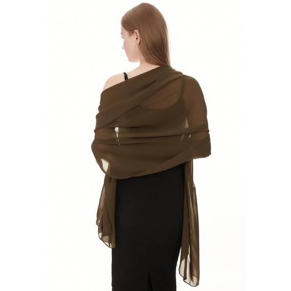 Shawl Factory Chiffon Schal Damen Khaki - Seidenweich und Federleicht - Eleganter Halstuch Schal - Polyester Tuch Halstuch Damen Frühling Sommer - Pflegeleichtes Schaltuch - Damenschal Leicht (Khaki)
