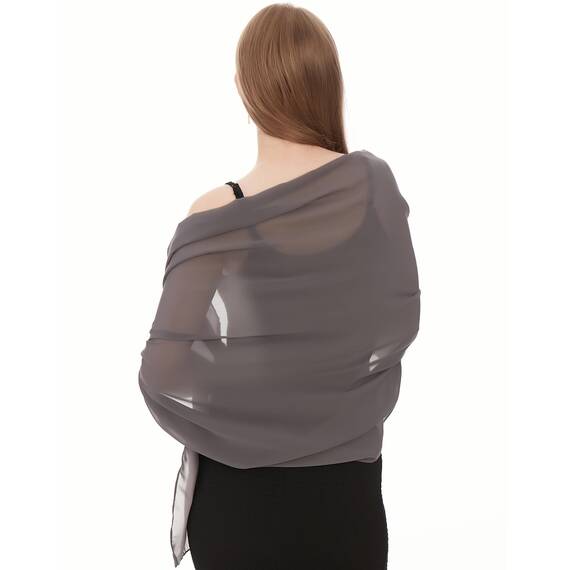 Chiffon Schal Damen Dunkelgrau - Seidenweich und Federleicht - Eleganter Halstuch Schal - Polyester Tuch Halstuch Damen Frühling Sommer - Pflegeleichtes Schaltuch - Damenschal Leicht (Dunkelgrau)