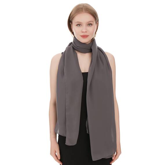 Chiffon Schal Damen Dunkelgrau - Seidenweich und Federleicht - Eleganter Halstuch Schal - Polyester Tuch Halstuch Damen Frühling Sommer - Pflegeleichtes Schaltuch - Damenschal Leicht (Dunkelgrau)
