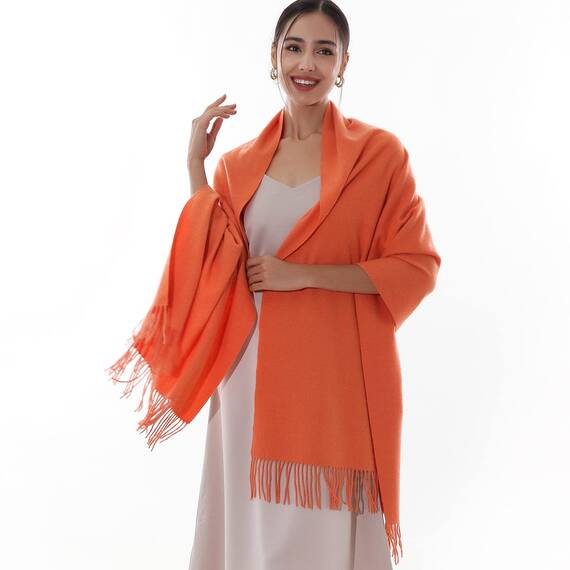 RIIQIICHY Damen Schal Orange Stola Festlich für Abendkleid Pashmina Schals Tücher für Frauen Hochzeit Schultertuch Frühling Winter Schal Warme Kuschelig