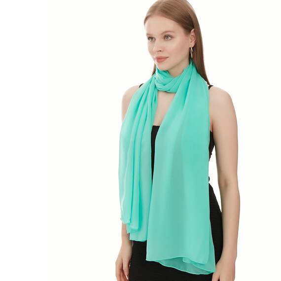 Shawl Factory Chiffon Schal Damen Minze - Seidenweich und Federleicht - Eleganter Halstuch Schal - Polyester Tuch Halstuch Damen Frühling Sommer - Pflegeleichtes Schaltuch - Damenschal Leicht (Minze)