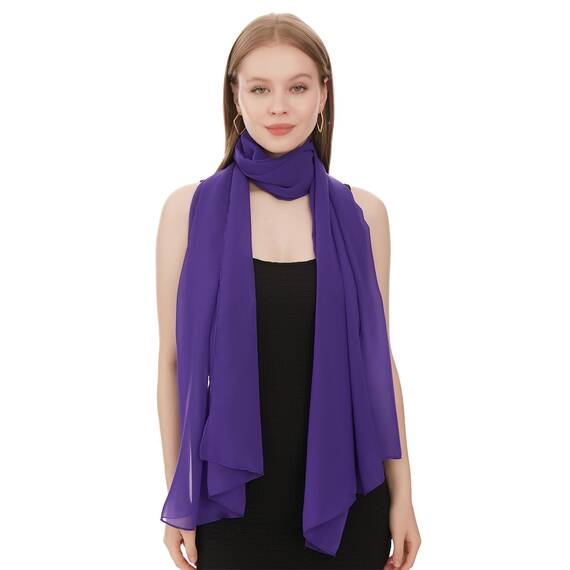 Shawl Factory Chiffon Schal Damen Lila - Seidenweich und Federleicht - Eleganter Halstuch Schal - Polyester Tuch Halstuch Damen Frühling Sommer - Pflegeleichtes Schaltuch - Damenschal Leicht (Lila)