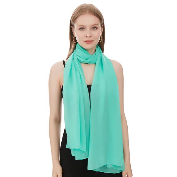 Shawl Factory Chiffon Schal Damen Minze - Seidenweich und Federleicht - Eleganter Halstuch Schal - Polyester Tuch Halstuch Damen Frühling Sommer - Pflegeleichtes Schaltuch - Damenschal Leicht (Minze)