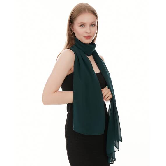 Chiffon Schal Damen Dunkelgrün - Seidenweich und Federleicht - Eleganter Halstuch Schal - Polyester Tuch Halstuch Damen Frühling Sommer - Pflegeleichtes Schaltuch - Damenschal Leicht (Dunkelgrün)