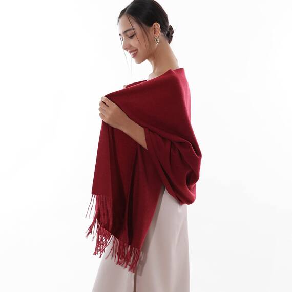 RIIQIICHY Damen Schal Burgund Stola Festlich für Abendkleid Pashmina Schals Tücher für Frauen Hochzeit Schultertuch Frühling Winter Schal Warme Kuschelig