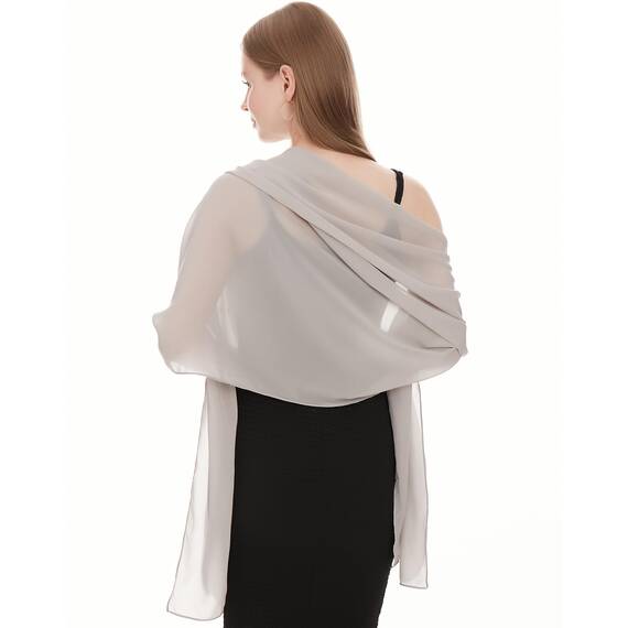 Shawl Factory Chiffon Schal Damen Grau - Seidenweich und Federleicht - Eleganter Halstuch Schal - Polyester Tuch Halstuch Damen Frühling Sommer - Pflegeleichtes Schaltuch - Damenschal Leicht (Grau)