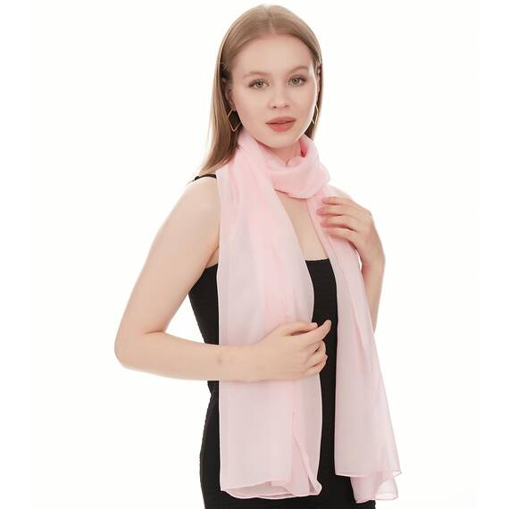 Shawl Factory Chiffon Schal Damen Pink - Seidenweich und Federleicht - Eleganter Halstuch Schal - Polyester Tuch Halstuch Damen Frühling Sommer - Pflegeleichtes Schaltuch - Damenschal Leicht (Pink)