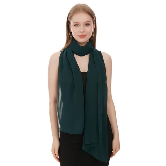 Chiffon Schal Damen Dunkelgrün - Seidenweich und Federleicht - Eleganter Halstuch Schal - Polyester Tuch Halstuch Damen Frühling Sommer - Pflegeleichtes Schaltuch - Damenschal Leicht (Dunkelgrün)