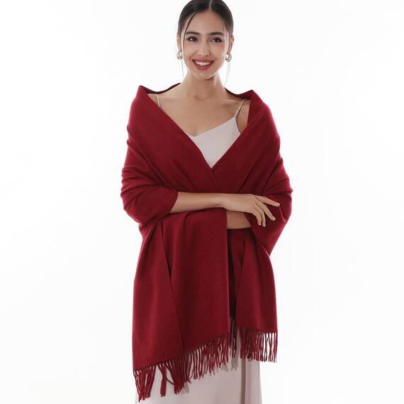 RIIQIICHY Damen Schal Burgund Stola Festlich für Abendkleid Pashmina Schals Tücher für Frauen Hochzeit Schultertuch Frühling Winter Schal Warme Kuschelig