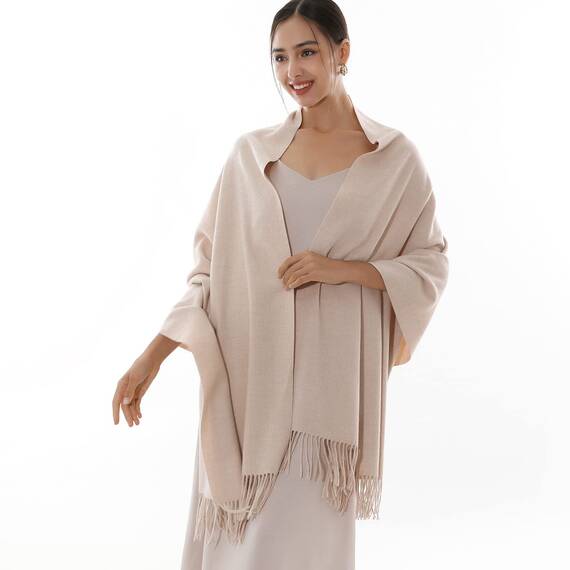RIIQIICHY Damen Schal Beige Stola Festlich für Abendkleid Pashmina Schals Tücher für Frauen Hochzeit Schultertuch Frühling Winter Schal Warme Kuschelig