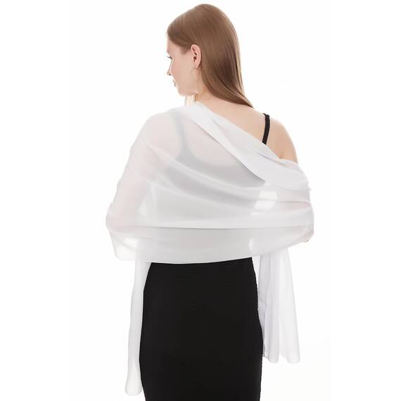 Shawl Factory Chiffon Schal Damen Weiß - Seidenweich und Federleicht - Eleganter Halstuch Schal - Polyester Tuch Halstuch Damen Frühling Sommer - Pflegeleichtes Schaltuch - Damenschal Leicht (Weiß)
