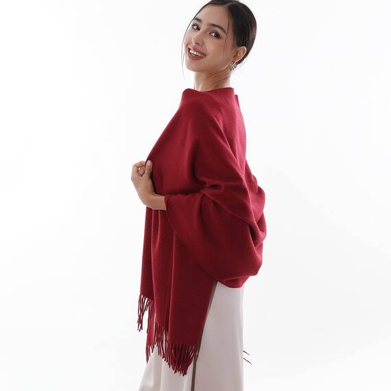 RIIQIICHY Damen Schal Burgund Stola Festlich für Abendkleid Pashmina Schals Tücher für Frauen Hochzeit Schultertuch Frühling Winter Schal Warme Kuschelig