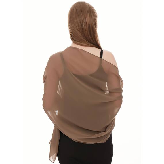 Shawl Factory Chiffon Schal Damen Taupe - Seidenweich und Federleicht - Eleganter Halstuch Schal - Polyester Tuch Halstuch Damen Frühling Sommer - Pflegeleichtes Schaltuch - Damenschal Leicht (Taupe)