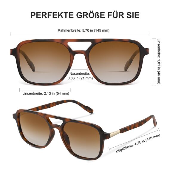 wearPro Sonnenbrille-Damen-polarisiert-Herren-Unisex-Trendy-Rechteckige-Sonnenbrillen-UV400-Retro-Klassisch-Ultraleicht-Vintage FüR Frauen-Geeignet-Beim Wandern-Camping Und Autofahren-Verlaufsgrau