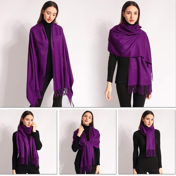 Arctic Penguin Pashmina Schal Kaschmir Stolen Damen Schultertuch für Frauen Hochzeit Kaschmirschal Herren Umschlagtuch Winter/ (Violett)