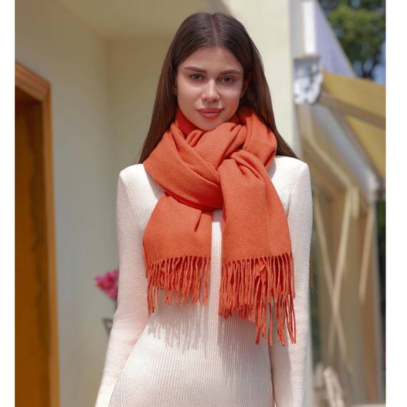 RIIQIICHY Damen Schal Orange Stola Festlich für Abendkleid Pashmina Schals Tücher für Frauen Hochzeit Schultertuch Frühling Winter Schal Warme Kuschelig