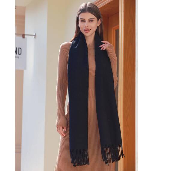 RIIQIICHY Damen Schal Dunkblau Marine Stola Festlich für Abendkleid Pashmina Schals Tücher für Frauen Hochzeit Schultertuch Frühling Winter Schal Warme Kuschelig