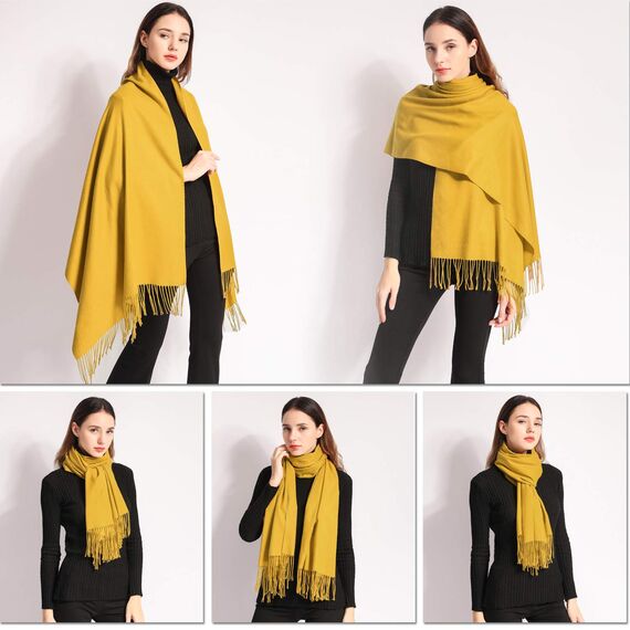 Arctic Penguinp Pashmina Schal Kaschmir Stolen Damen Schultertuch für Frauen Hochzeit Kaschmirschal Herren Umschlagtuch Winter/ (Gelb)