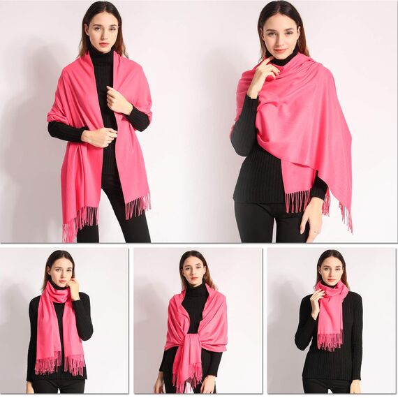 Arctic Penguin Pashmina Schal Kaschmir Stolen Damen Schultertuch für Frauen Hochzeit Kaschmirschal Herren Umschlagtuch Winter/ (Wassermelonenrot)