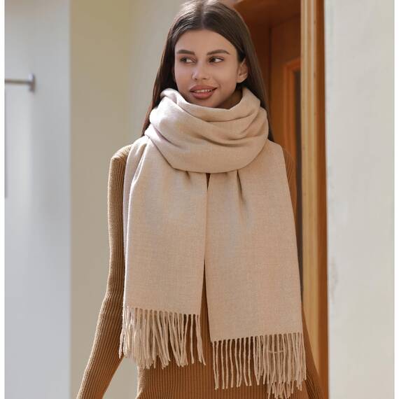 RIIQIICHY Damen Schal Beige Stola Festlich für Abendkleid Pashmina Schals Tücher für Frauen Hochzeit Schultertuch Frühling Winter Schal Warme Kuschelig
